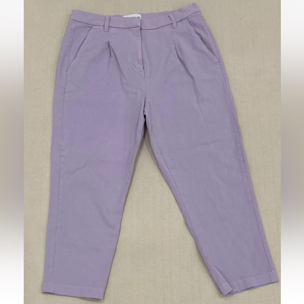 Current Elliot cropped pants relaxed pleated front business casual purple sz 28